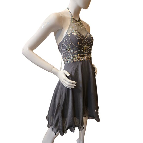🏷️NWT - TOPDRESS Short Beaded Prom Dress Halter sz 2 - NWT🏷️ - Picture 5 of 9